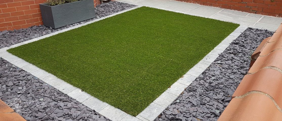 Plastic lawn and slate