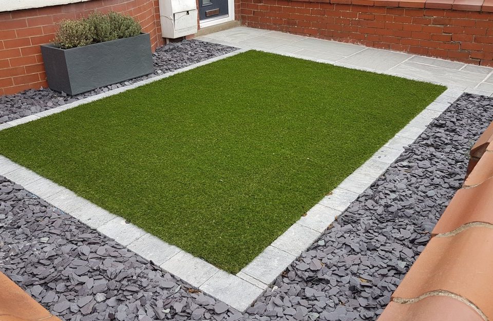Plastic lawn and slate